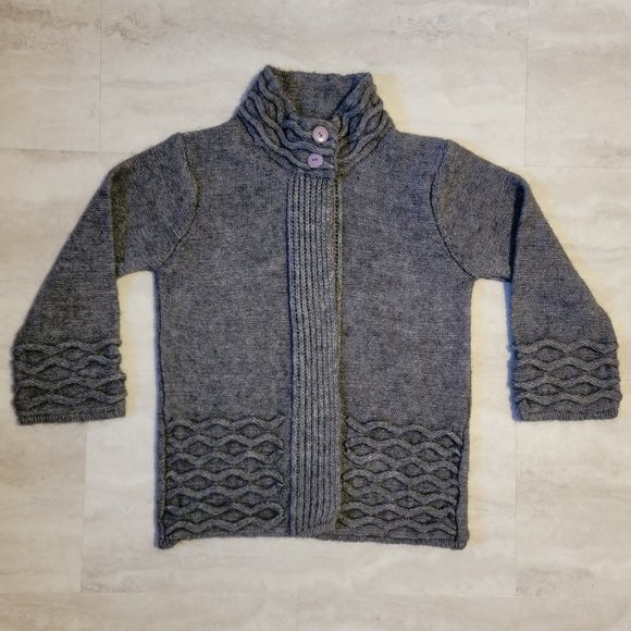 Maryline Made in Italy Gray Thick Knit Top Button Womens Cardigan Large - Picture 1 of 7